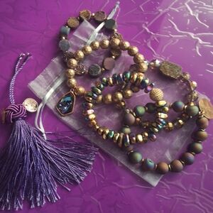 Hematite Iridescent Bracelet Set 5pc Healing Grounding of The Miranda Collection